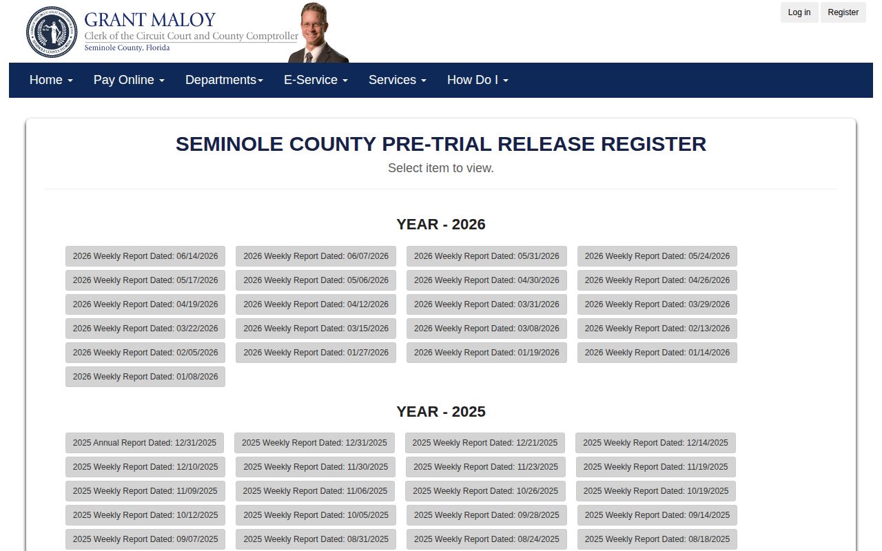 Seminole County pretrial release register archive