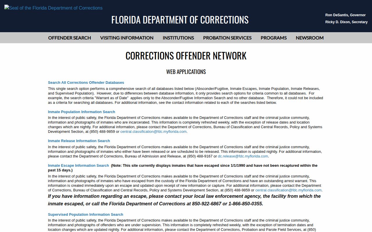 Seminole County state inmate projected release date search