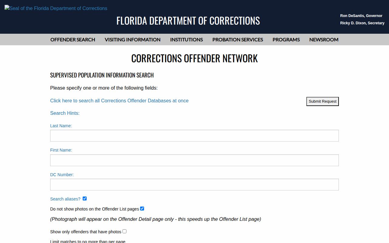 Seminole County parole and probation supervised population search