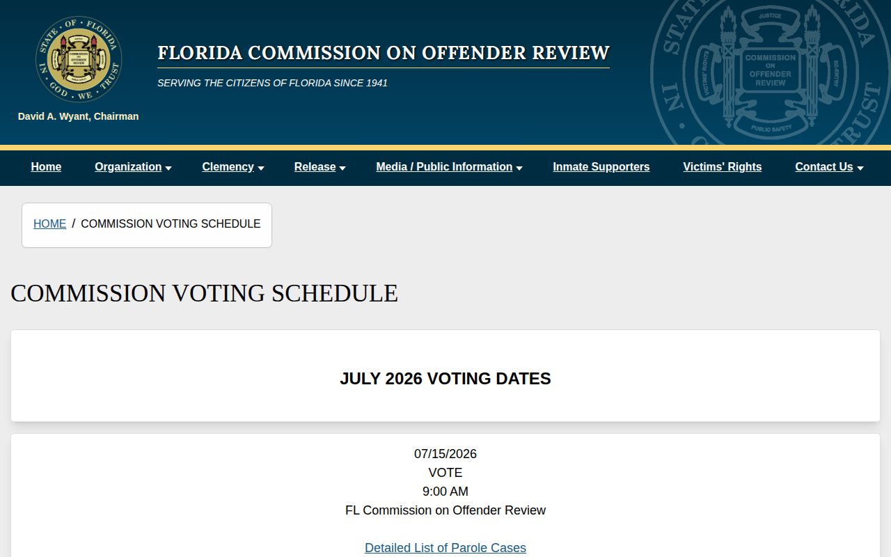 Seminole County parole hearing voting calendar