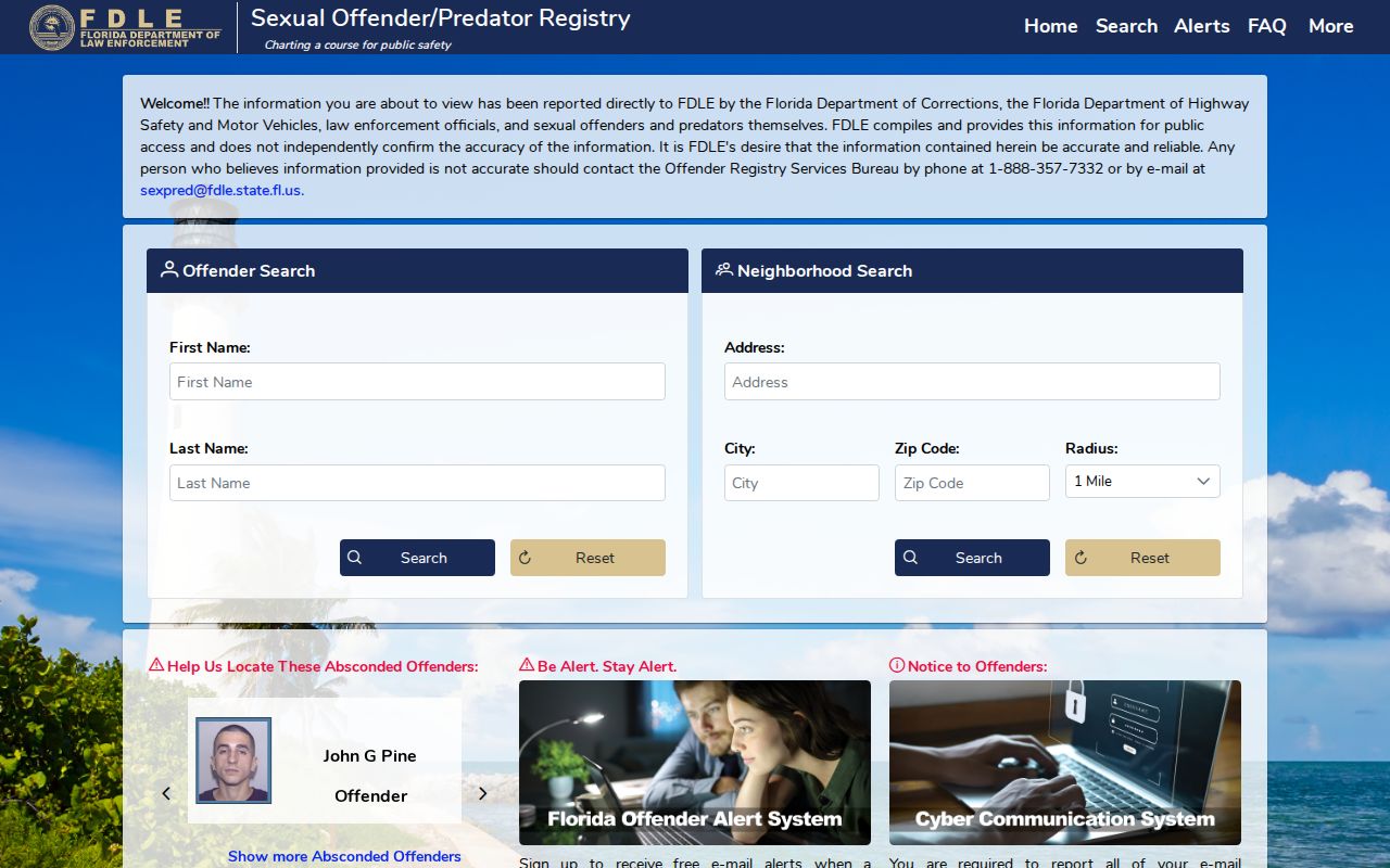 FDLE registry photo search for qualifying Seminole County releases